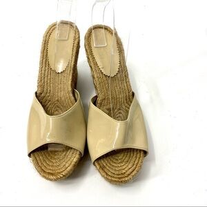 Elena Solano jute wedge patent leather sandals 10